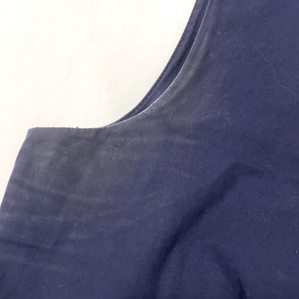 LL Bean Signature Chambray Dress with Removable Tie - Navy Blue Poplin - 2 - Picture 10 of 13